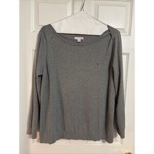 Tommy Hilfiger Light Gray Lightweight Boatneck Longsleeve Sweater Womens, Sz XXL
